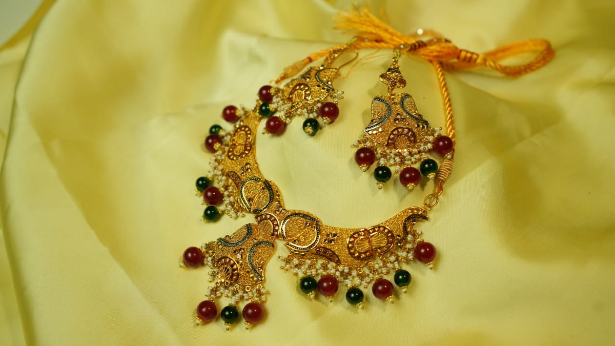 Green-red crystal bridal set
