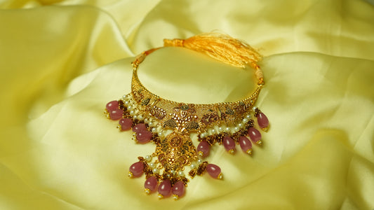 Pink beads Gaani set