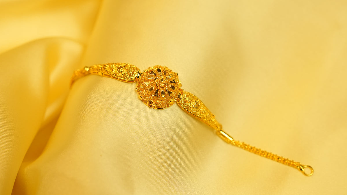 Regal Bloom 22K Filigree Bracelet